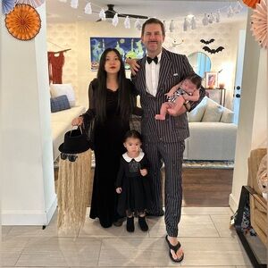 Addams Family Costume Gomez Addams Suit - M Morticia Addams Dress - S